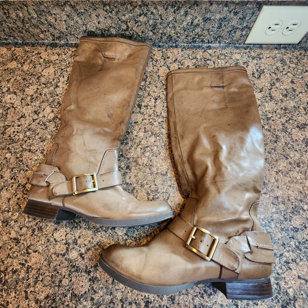 JustFab Remy Brown Knee-High Boots, Size 7.5
